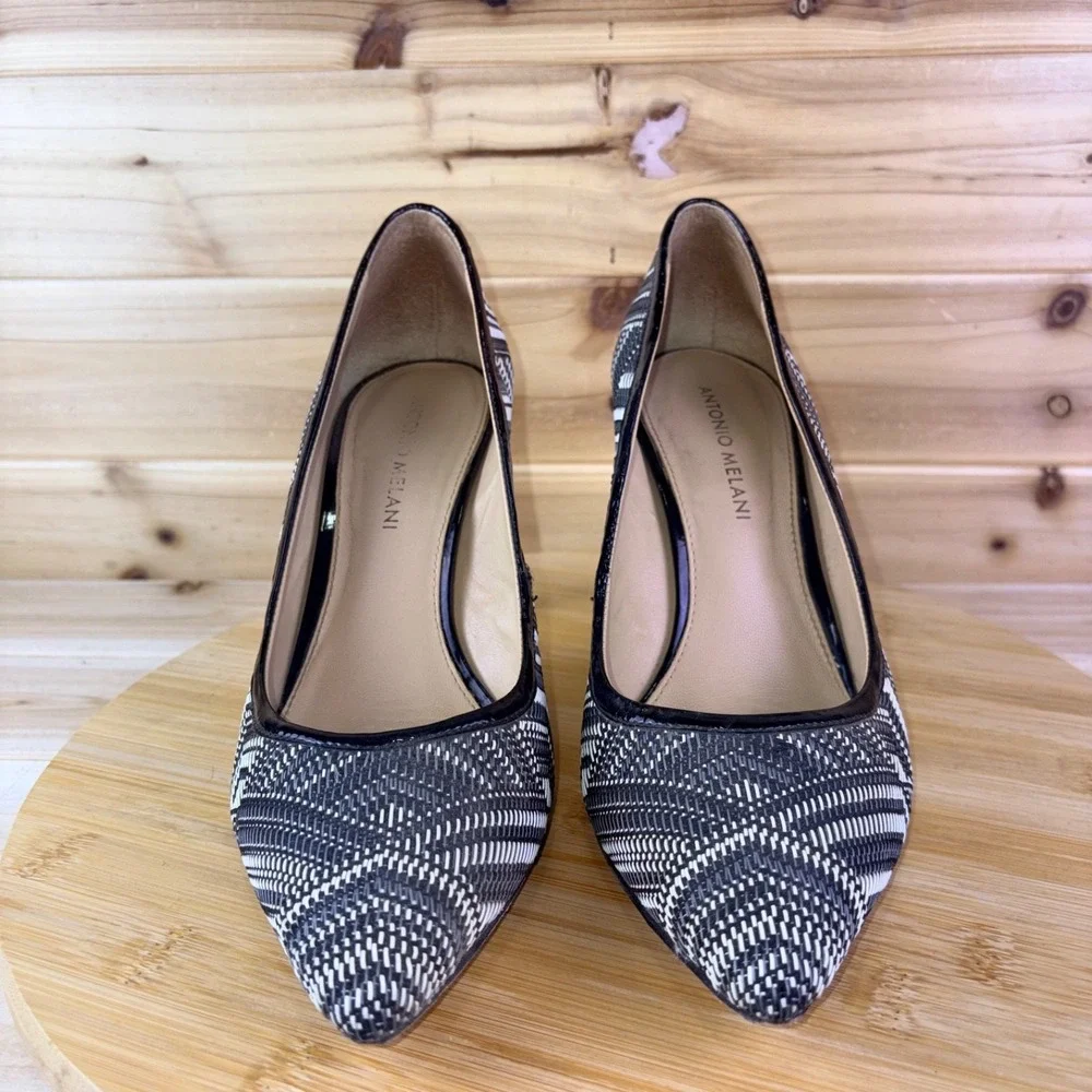Antonio Melani Heels Womens 9 M Black and White Geometric Stiletto Pumps